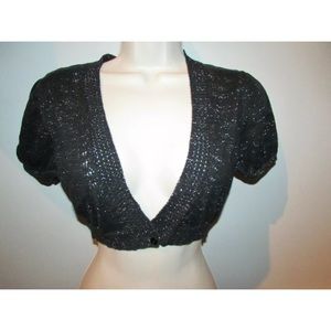 Smudge black silver crop top sweater size medium